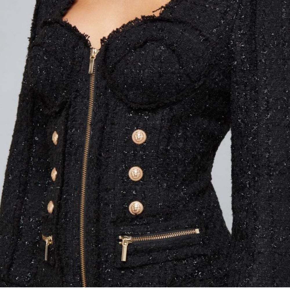 NWT BEBE Soraya Tweed Blazer RARE - Picture 4 of 5